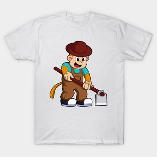 Monkey at Farmer with Rake T-Shirt